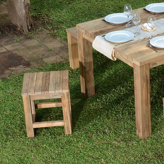 Tabouret en teck recyclé Toscagne - Gecko Jardin - Image 5