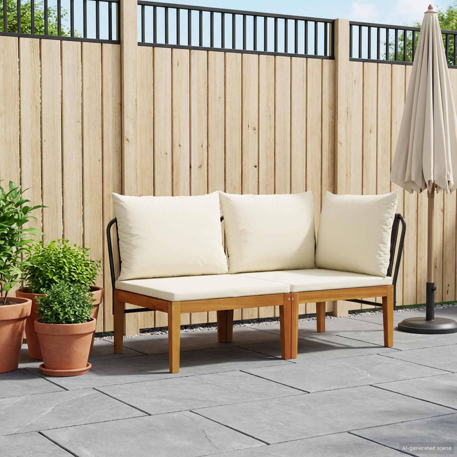 Vidaxl - Ensemble de salon de jardin 2 pc avec coussins Naturel vidaXL 42022066
