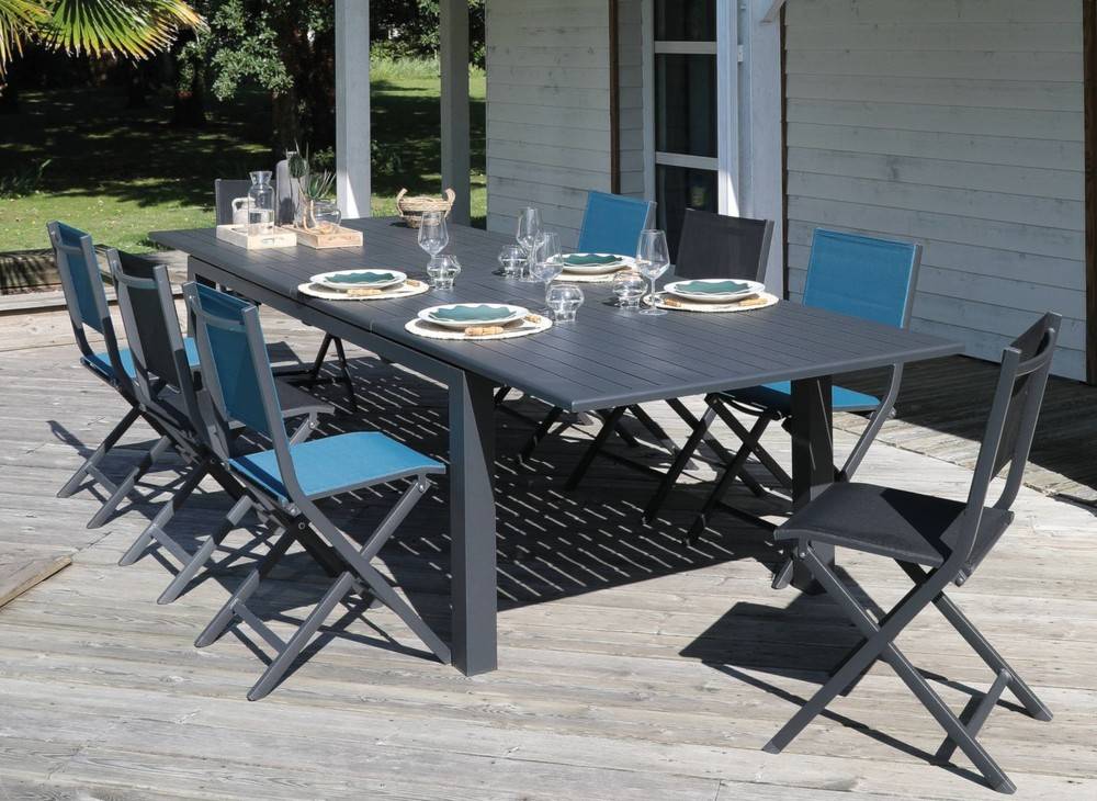 Proloisirs - Table de jardin rectangulaire extensible Genes - graphite 220/270/320 cm - Image 2