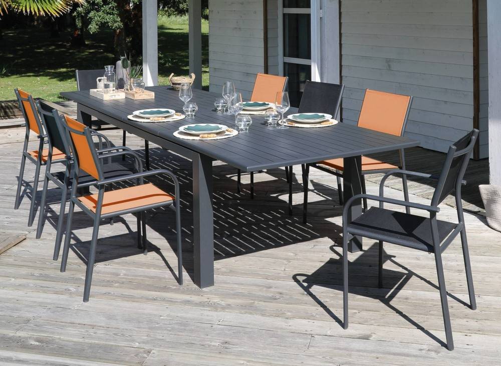 Proloisirs - Table de jardin rectangulaire extensible Genes - graphite 220/270/320 cm - Image 3