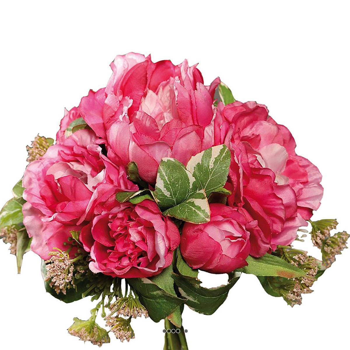 Artificielles - Bouquet de Pivoines et Carottes sauvages artificielles 7 fleurs H 20 cm Rose fushia - couleur: Rose fushia 730 - Imagen 1