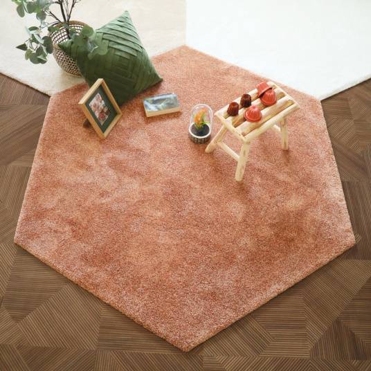 Decoweb - Tapis de salon design hexagonal - Touch - Rose corail - 200 x 231 cm - Decoweb - Image 2