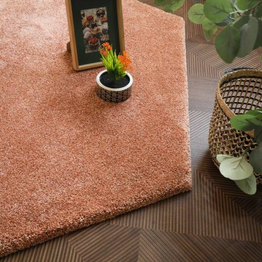 Decoweb - Tapis de salon design hexagonal - Touch - Rose corail - 200 x 231 cm - Decoweb - Image 6