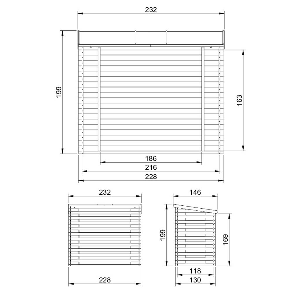 Timbela - Abri à bûches -l146xL232xH199 cm / 2.63 m² - Abri De Stockage Du Bois et range bûches extérieur - 19 mm d’épaisseur - Timbela M202 - Image 5