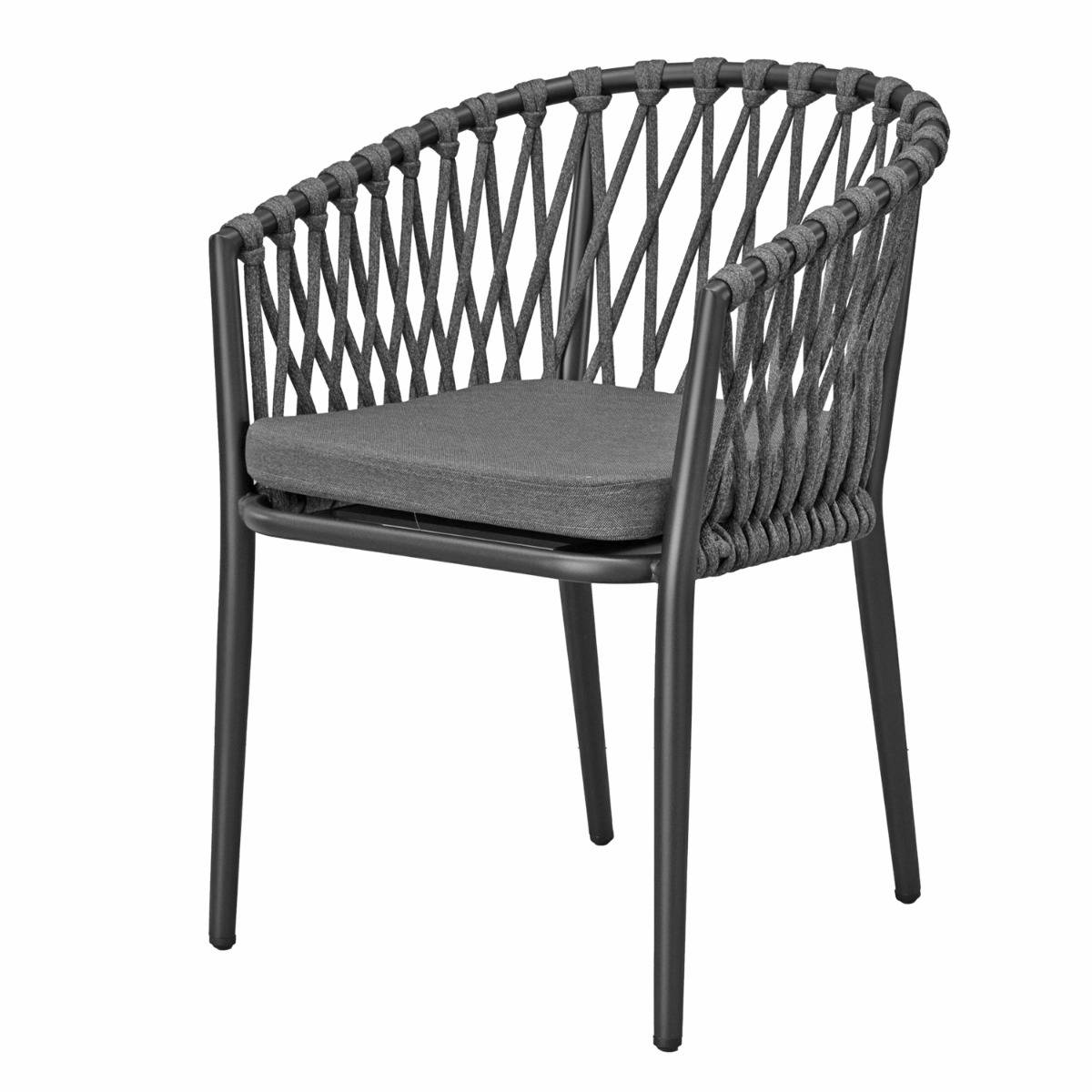 Fauteuil en aluminium anthracite et corde gris foncé, Lula - Gecko Jardin - Imagen 2