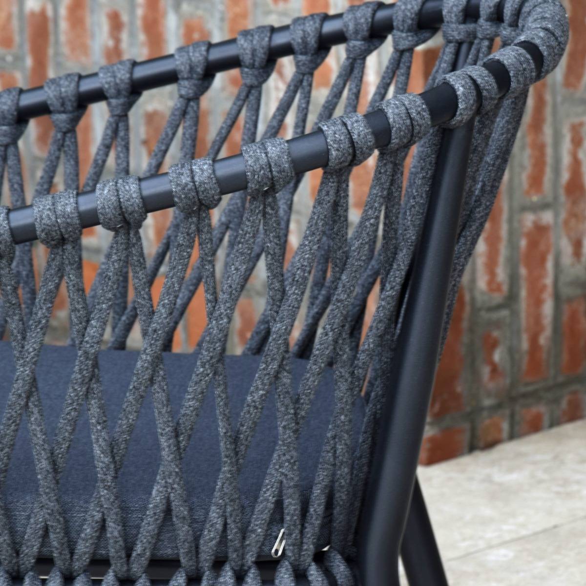 Fauteuil en aluminium anthracite et corde gris foncé, Lula - Gecko Jardin - Imagen 3
