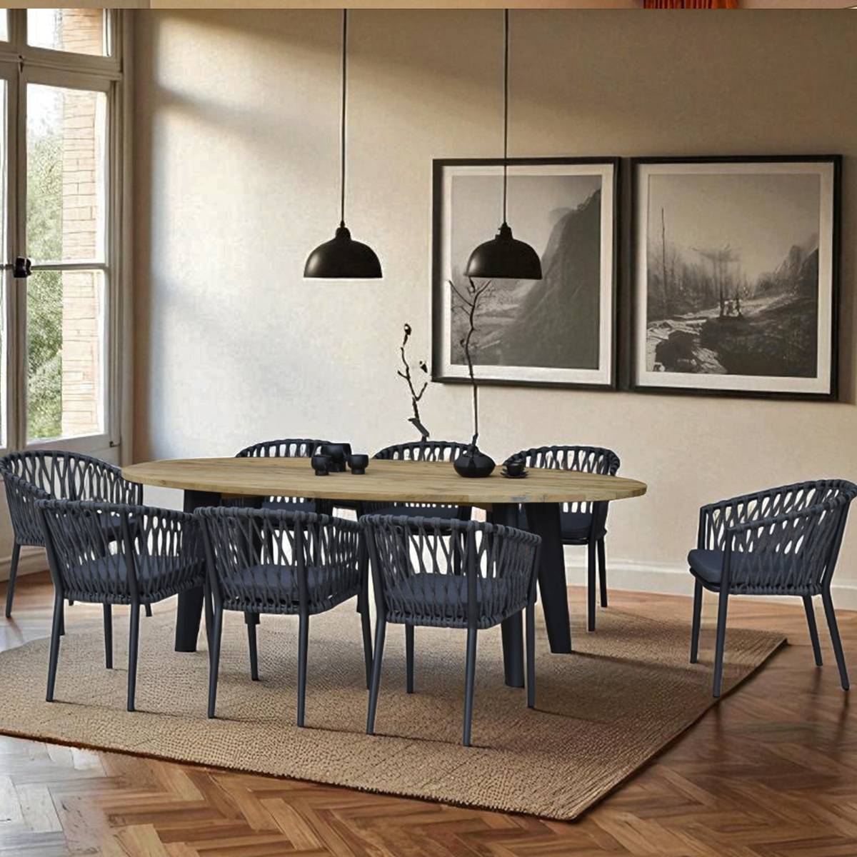 Fauteuil en aluminium anthracite et corde gris foncé, Lula - Gecko Jardin - Imagen 6
