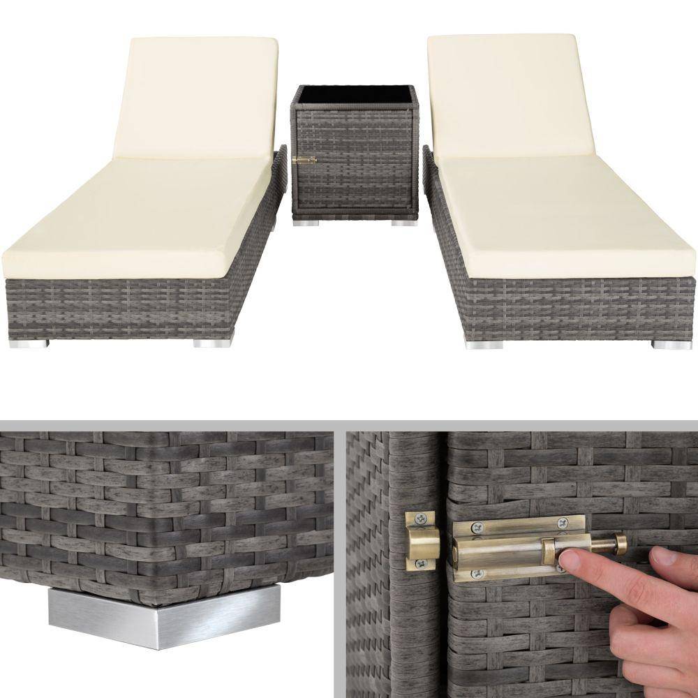 Helloshop26 - Bain de soleil chaise longue duo 5 positions avec 2 sets de housses + housse de protection gris - Imagen 2