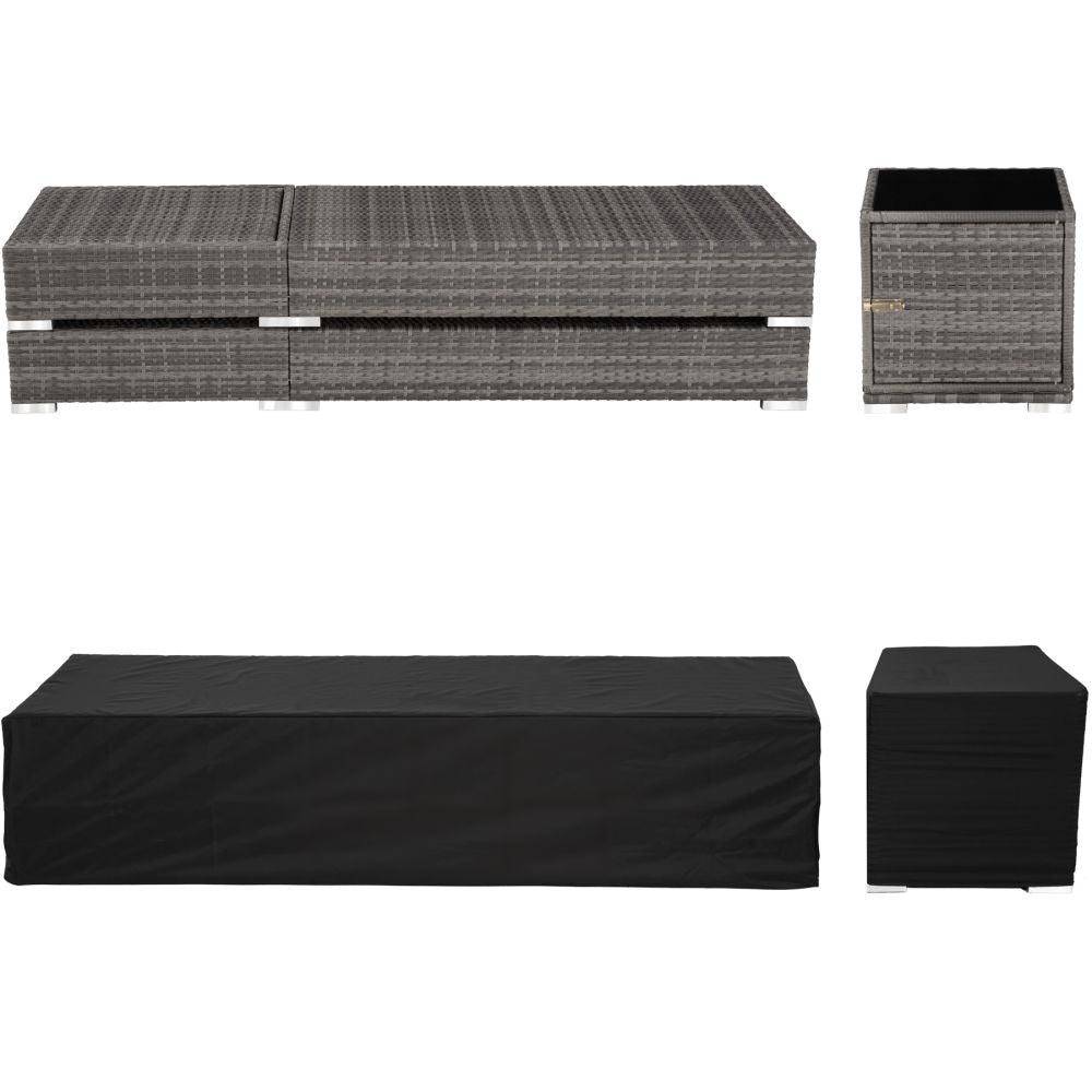 Helloshop26 - Bain de soleil chaise longue duo 5 positions avec 2 sets de housses + housse de protection gris - Imagen 4