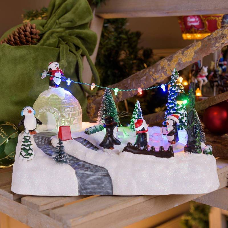 Lotti - Village de Noël Lumineux Polaire avec Igloo et Pingouins en Rotation 28xH16cm avec Musique Lotti - Imagen 1