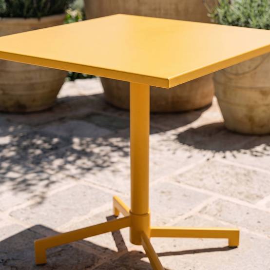 Oviala - Table de jardin carrée bistrot avec plateau rabattable 70 cm jaune Palavas - Oviala - Image 3