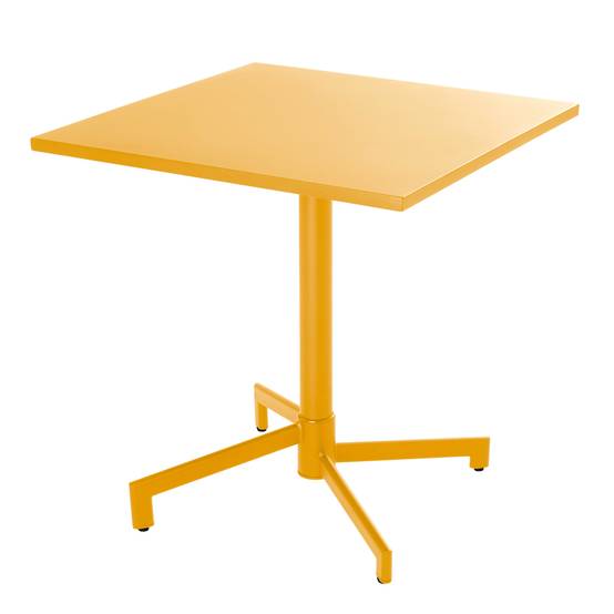 Oviala - Table de jardin carrée bistrot avec plateau rabattable 70 cm jaune Palavas - Oviala - Image 1