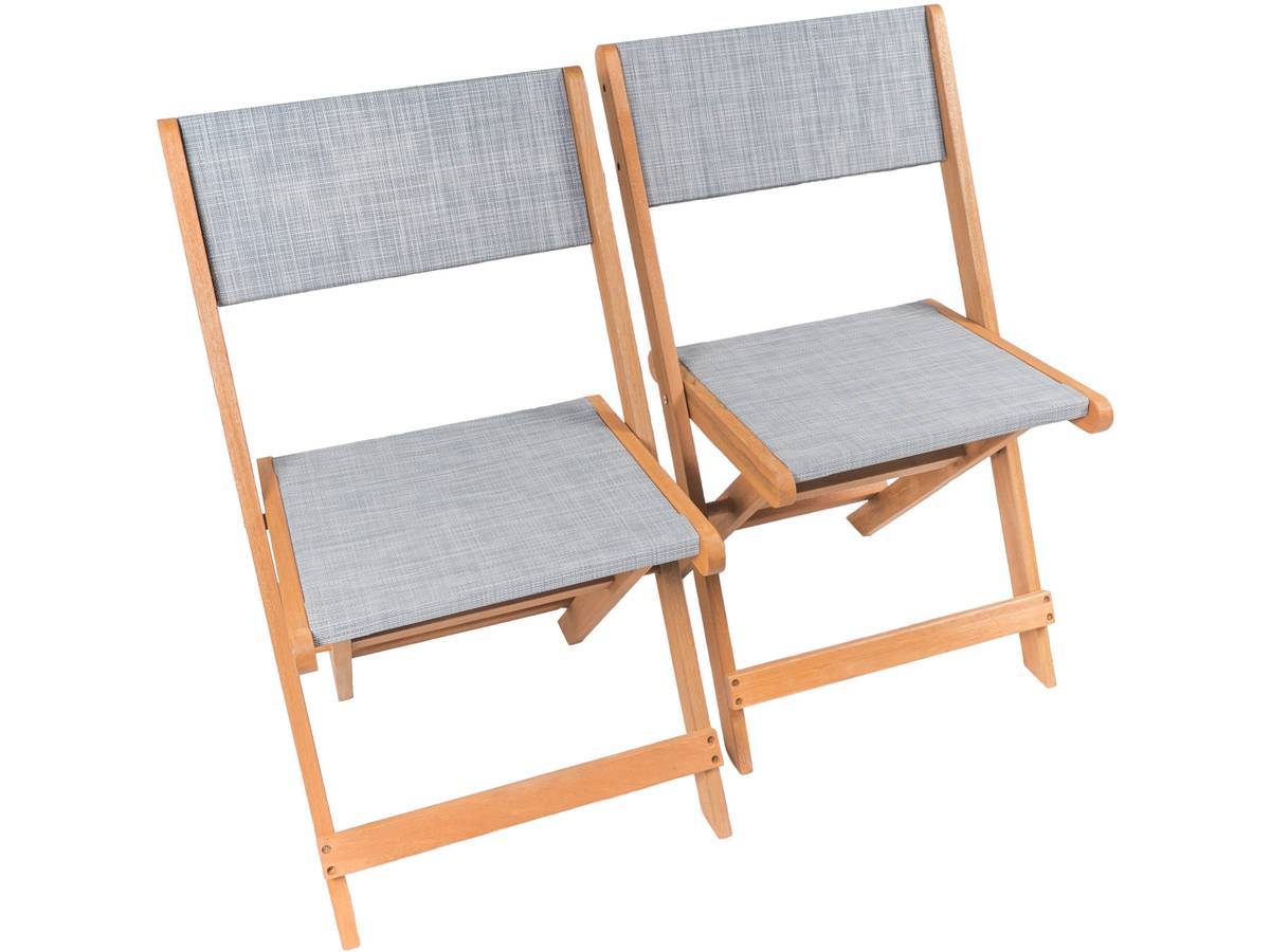 Habitat Et Jardin - Chaise Pliante En Bois Exotique "seoul" - Maple - Gris - Lot De 2 -habitat Et Jardin - Imagen 1