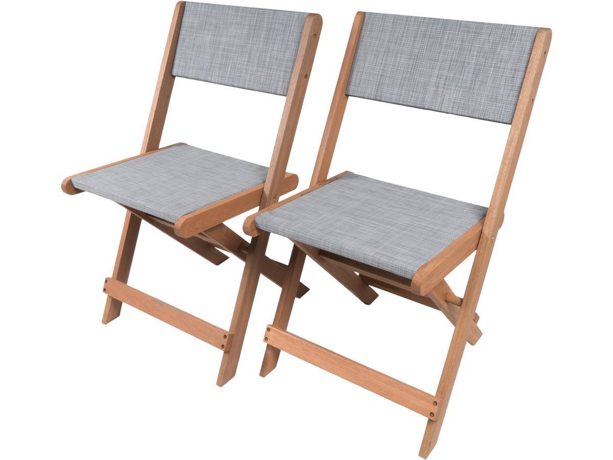 Habitat Et Jardin - Chaise Pliante En Bois Exotique "seoul" - Maple - Gris - Lot De 2 -habitat Et Jardin - Imagen 3