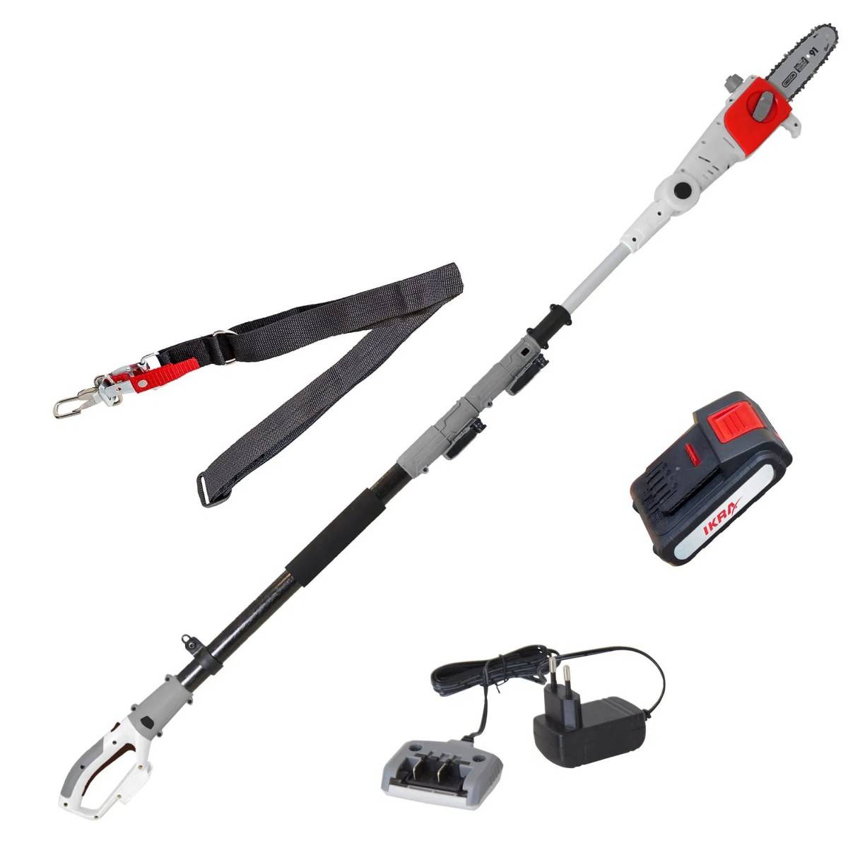 Elagueur sur perche 20V Télescopique jusqu'à 4m - Elagueuse Guide Oregon 20cm- Inclus Batterie lithium 2.0Ah+ Chargeur IKRA - Image 2