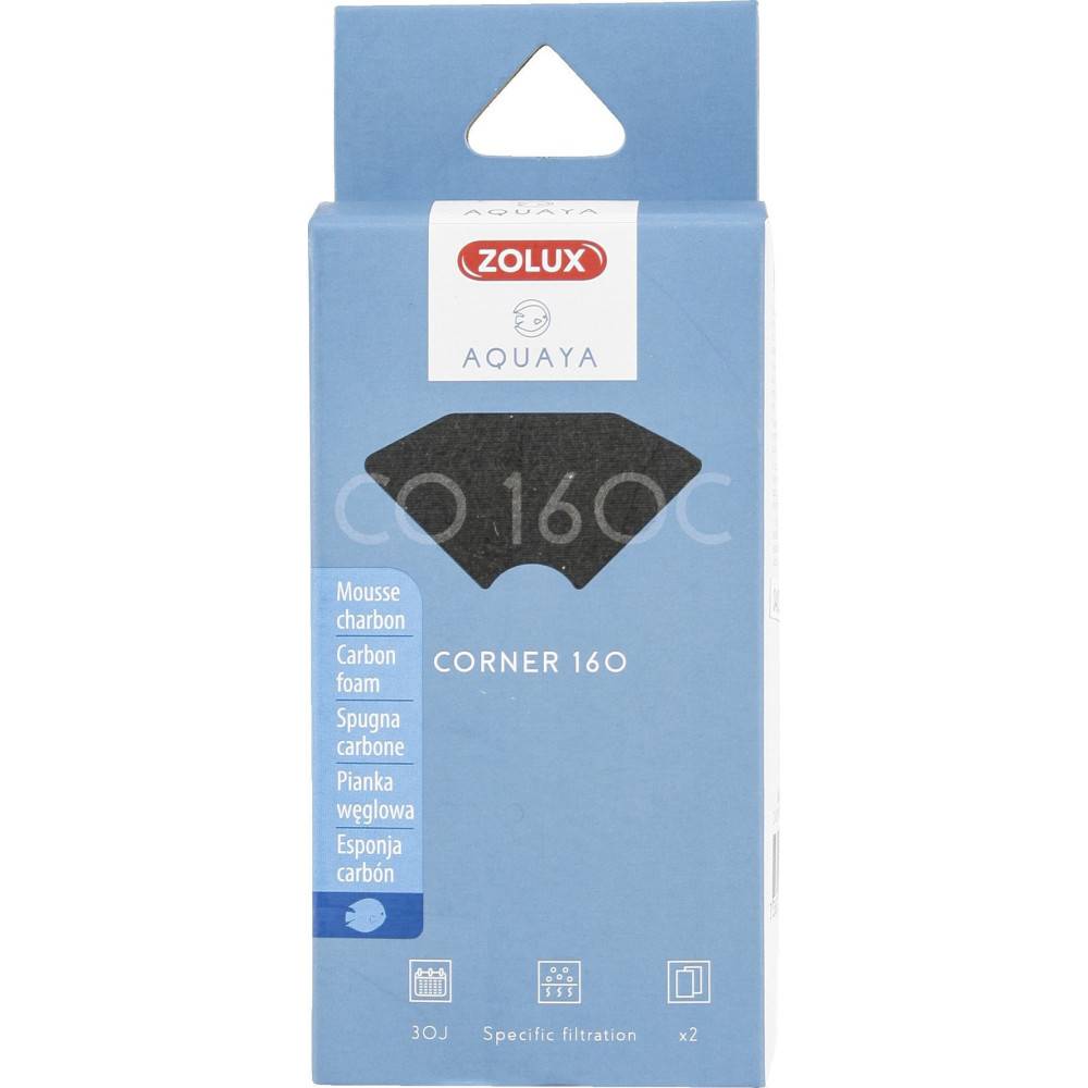 Zolux - Filtre pour pompe corner 160, filtre CO 160 C mousse charbon x 2. pour aquarium. - Imagen 1