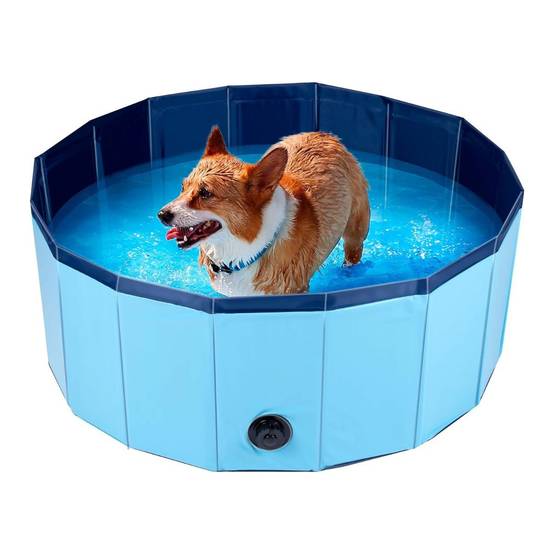 Piscine pour Chien PVC Ø 80 x 30 Cm Sol Antidérapant Jeu d'eau pour Animaux KZ GARDEN - Imagen 1