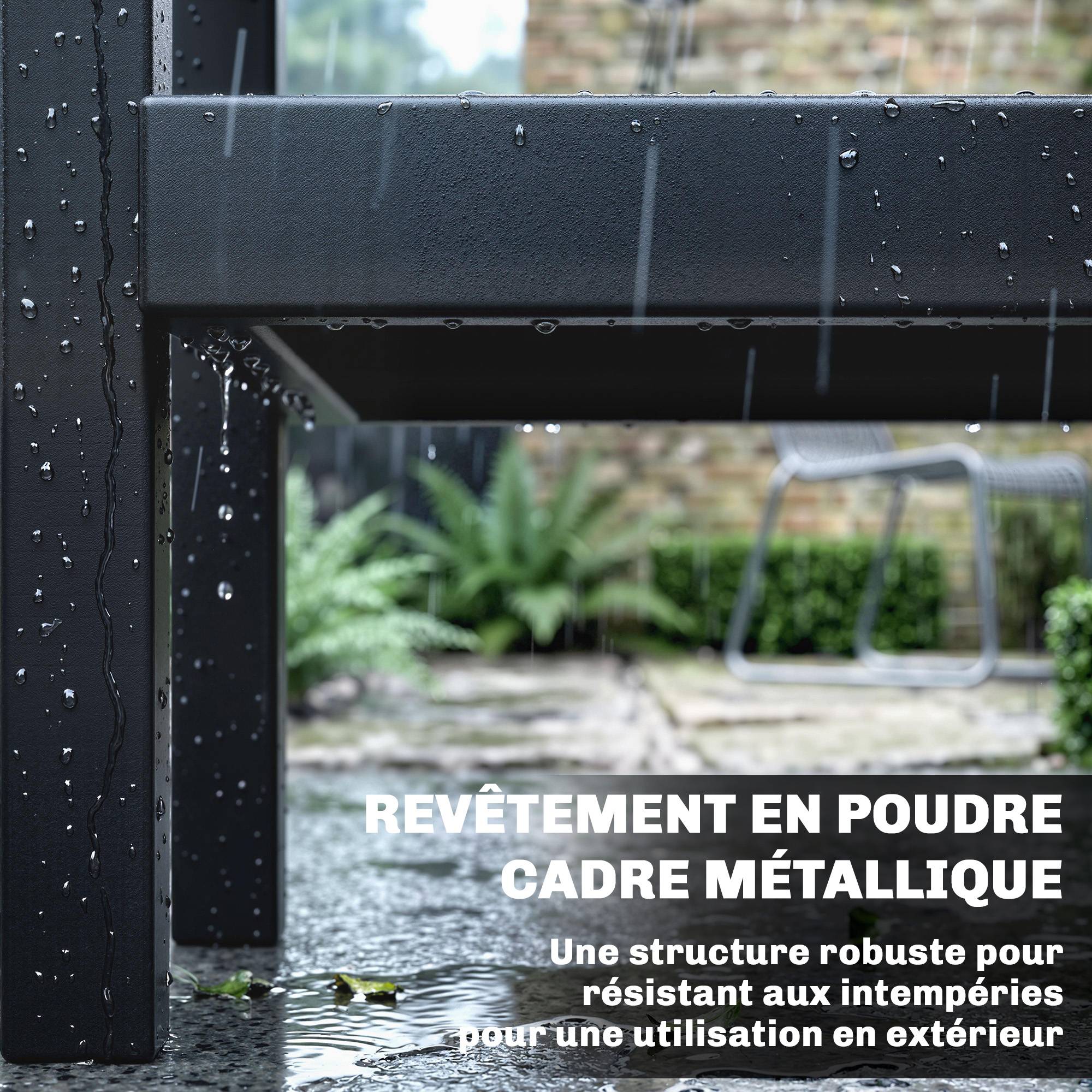 ComfortXL - Desserte de jardin 3 niveaux acier inoxydable 114x61x81 cm noire barbecue sur roues - ComfortXL Outdoor Living - Image 9