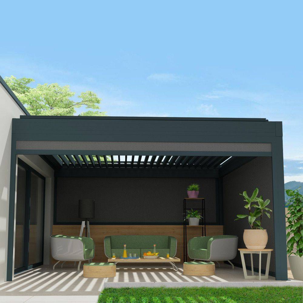 Intersun - Coffre à coulisses pour pergola SPINELLE 4,00x2,50 M (Motorisé à Télécommande - Gris Anthracite - Gris Graphite) - INTERSUN - Imagen 1