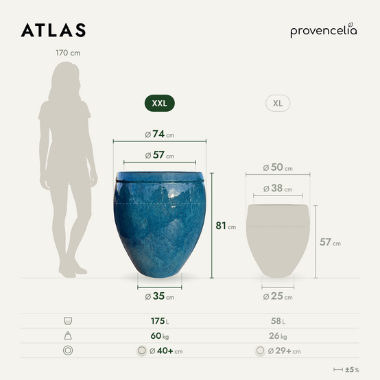 Provencelia - Pot ATLAS 75x78cm bleu caraîbes - Image 2