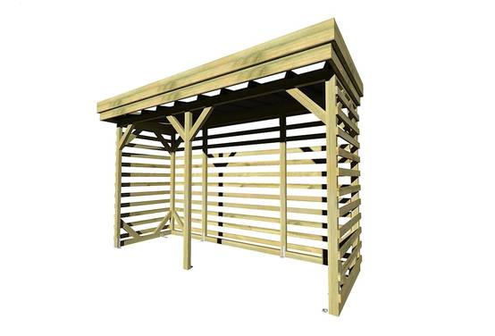 Sans Marque - ABRI Bûches en Bois - 4,1m2 - 3,15x1,31m - Pin Sylvestre traité Autoclave - Surface Int : 2,8m2 / 4 stères / Abri Français - Image 3