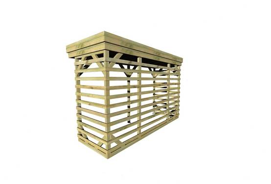 Sans Marque - ABRI Bûches en Bois - 4,1m2 - 3,15x1,31m - Pin Sylvestre traité Autoclave - Surface Int : 2,8m2 / 4 stères / Abri Français - Image 4
