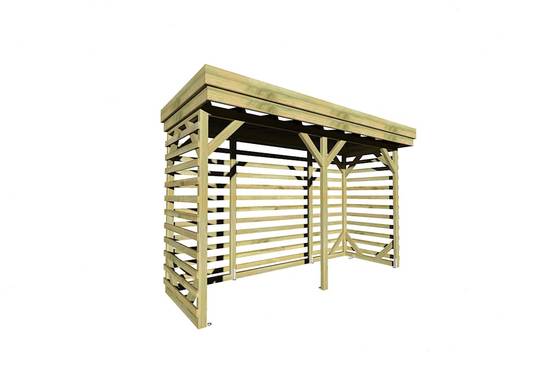 Sans Marque - ABRI Bûches en Bois - 4,1m2 - 3,15x1,31m - Pin Sylvestre traité Autoclave - Surface Int : 2,8m2 / 4 stères / Abri Français - Image 1