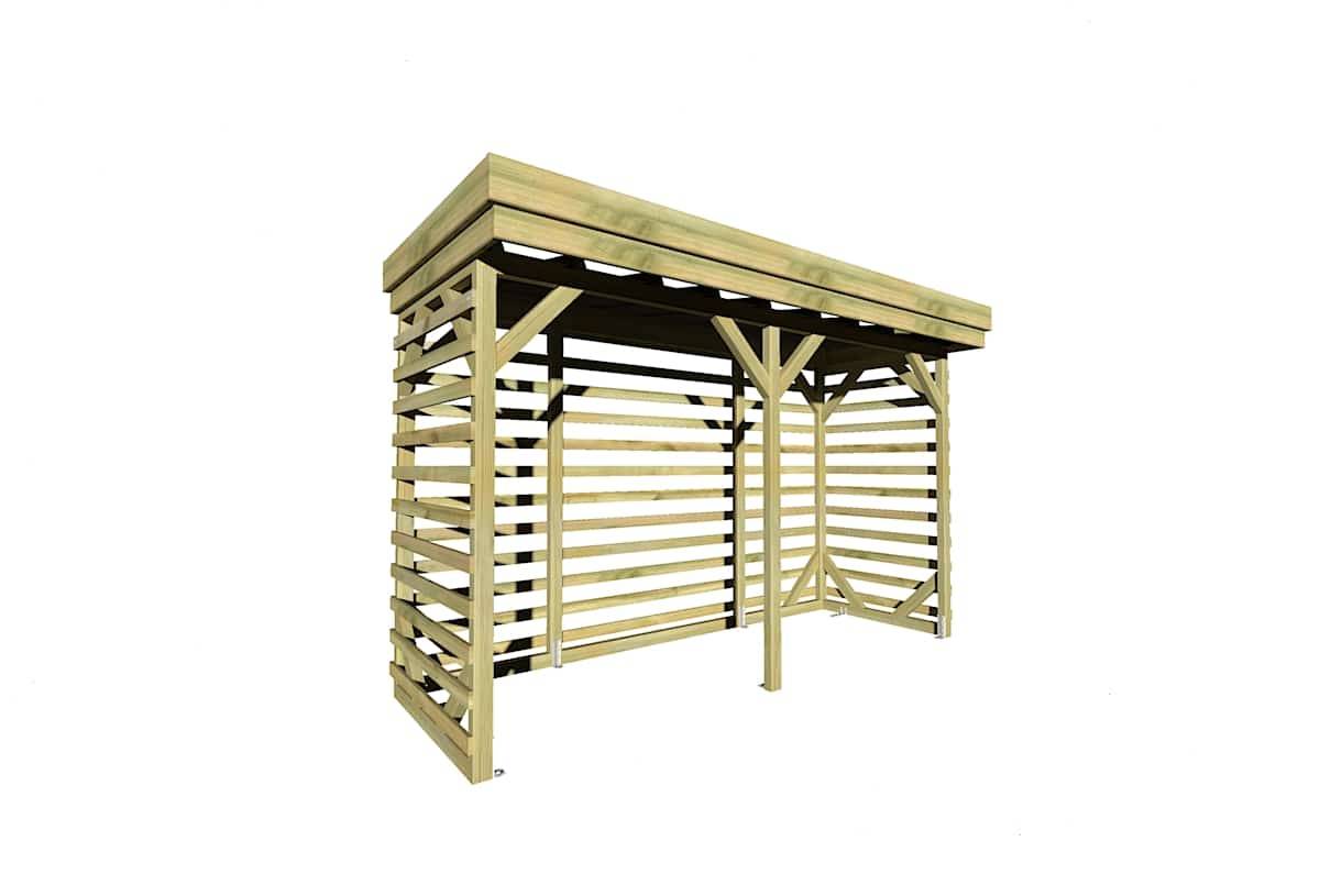 Sans Marque - ABRI Bûches en Bois - 4,1m2 - 3,15x1,31m - Pin Sylvestre traité Autoclave - Surface Int : 2,8m2 / 4 stères / Abri Français - Imagen 1