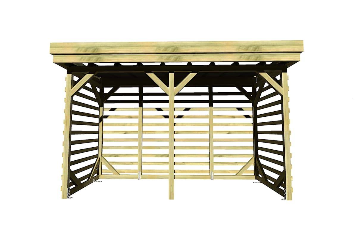 Sans Marque - ABRI Bûches en Bois - 4,1m2 - 3,15x1,31m - Pin Sylvestre traité Autoclave - Surface Int : 2,8m2 / 4 stères / Abri Français - Image 2