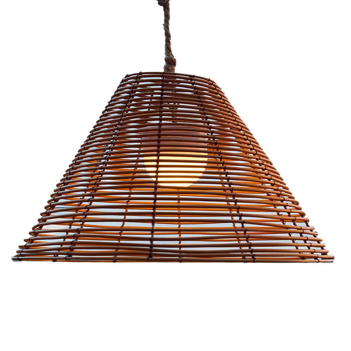 Lumisky - Suspension nomade FUJY Bois Poly rotin D40CM - Imagen 1