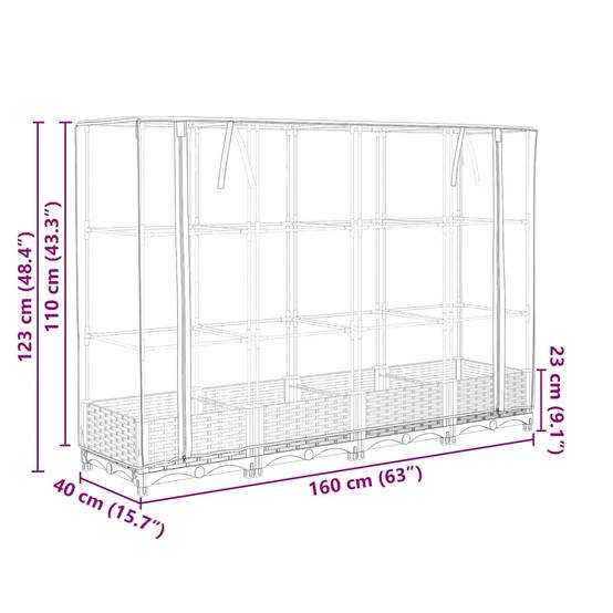 ComfortXL - Carré potager surélevé avec serre aspect rotin pour balcon jardin Brun 160x40cm – ComfortXL Outdoor Living - Image 9