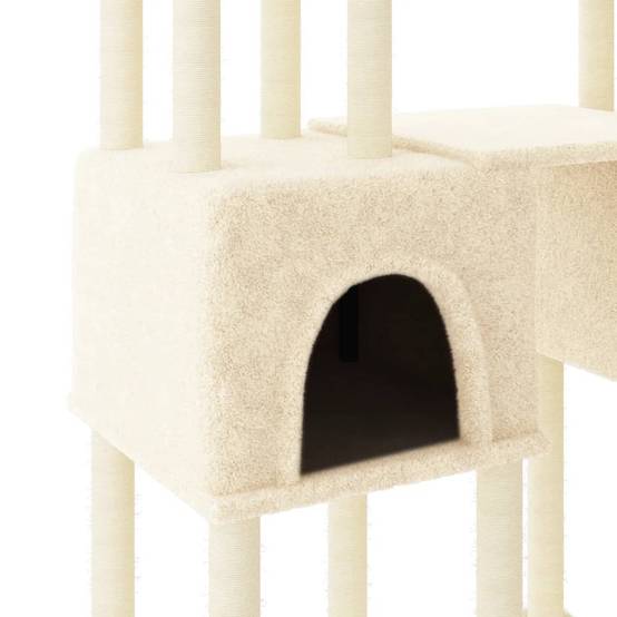 Arbre à chat XXL multi-niveaux sisal 6 niches pour grands chats 199 cm Crème – ComfortXL Pet Living - Image 6