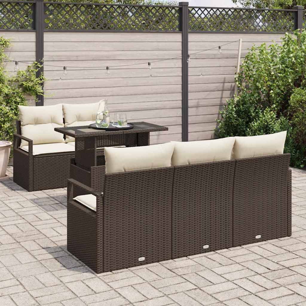 Canapé Extérieur 6 Sièges Résine Tressée Marron et Crème Idéal pour Détente et Apéritif Jardin – ComfortXL Outdoor Living - Image 3
