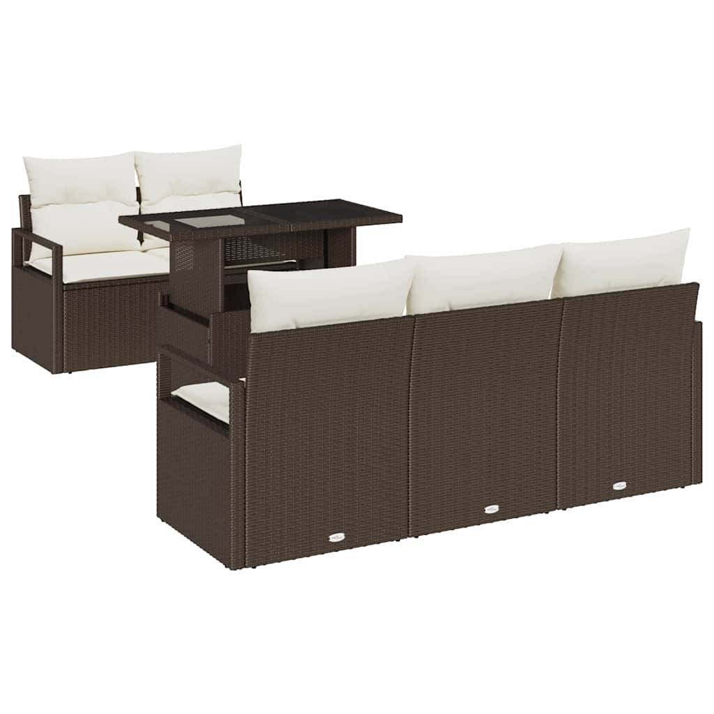 Canapé Extérieur 6 Sièges Résine Tressée Marron et Crème Idéal pour Détente et Apéritif Jardin – ComfortXL Outdoor Living - Image 2
