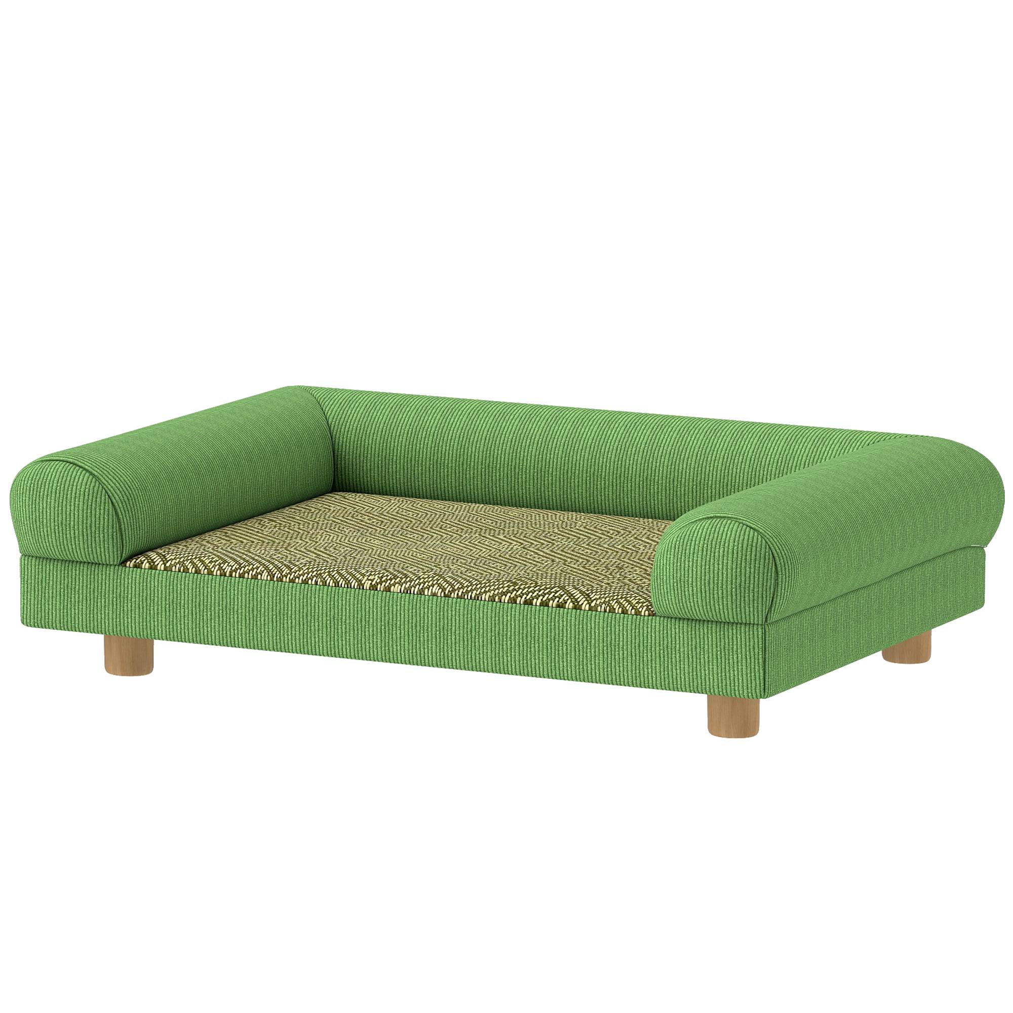 Canapé pour chien chat lit pour chien surélevé, assise de tapis frais, accoudoirs, en velours doux 63 x 41 x 17 cm, vert - Image 2