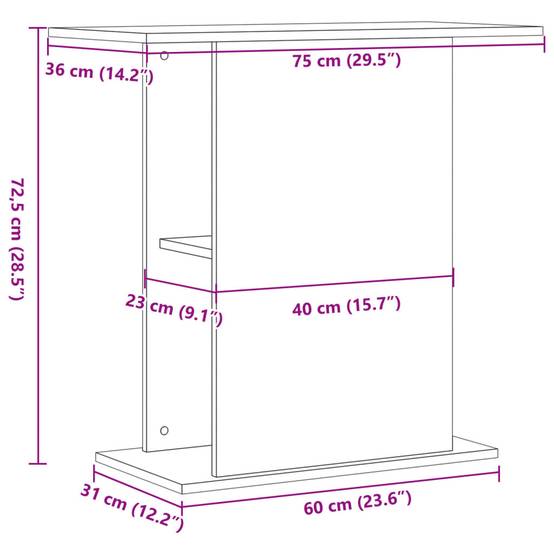 Support pour aquarium Bois Ancien avec Étagères de Rangement 36x75x72,5 cm - ComfortXL Outdoor Living - Image 9