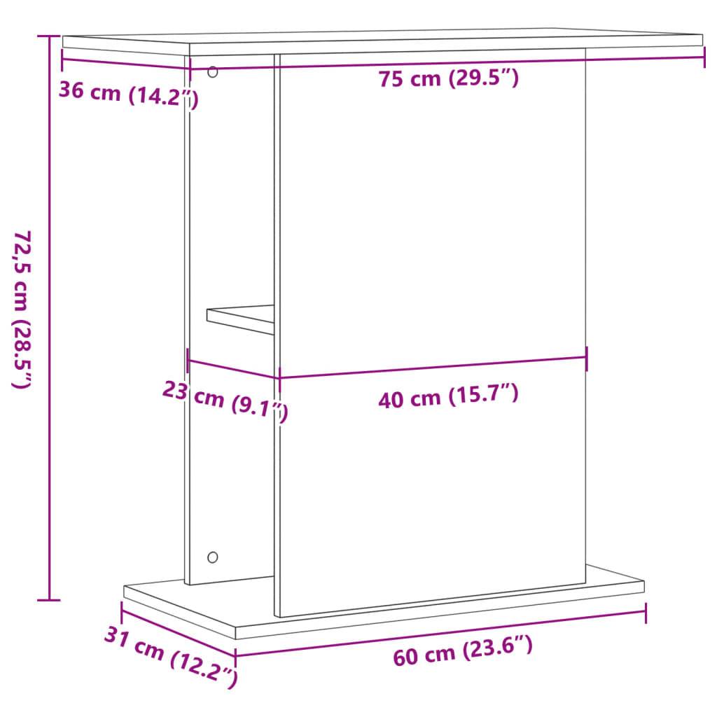 Support pour aquarium Bois Ancien avec Étagères de Rangement 36x75x72,5 cm - ComfortXL Outdoor Living - Image 9