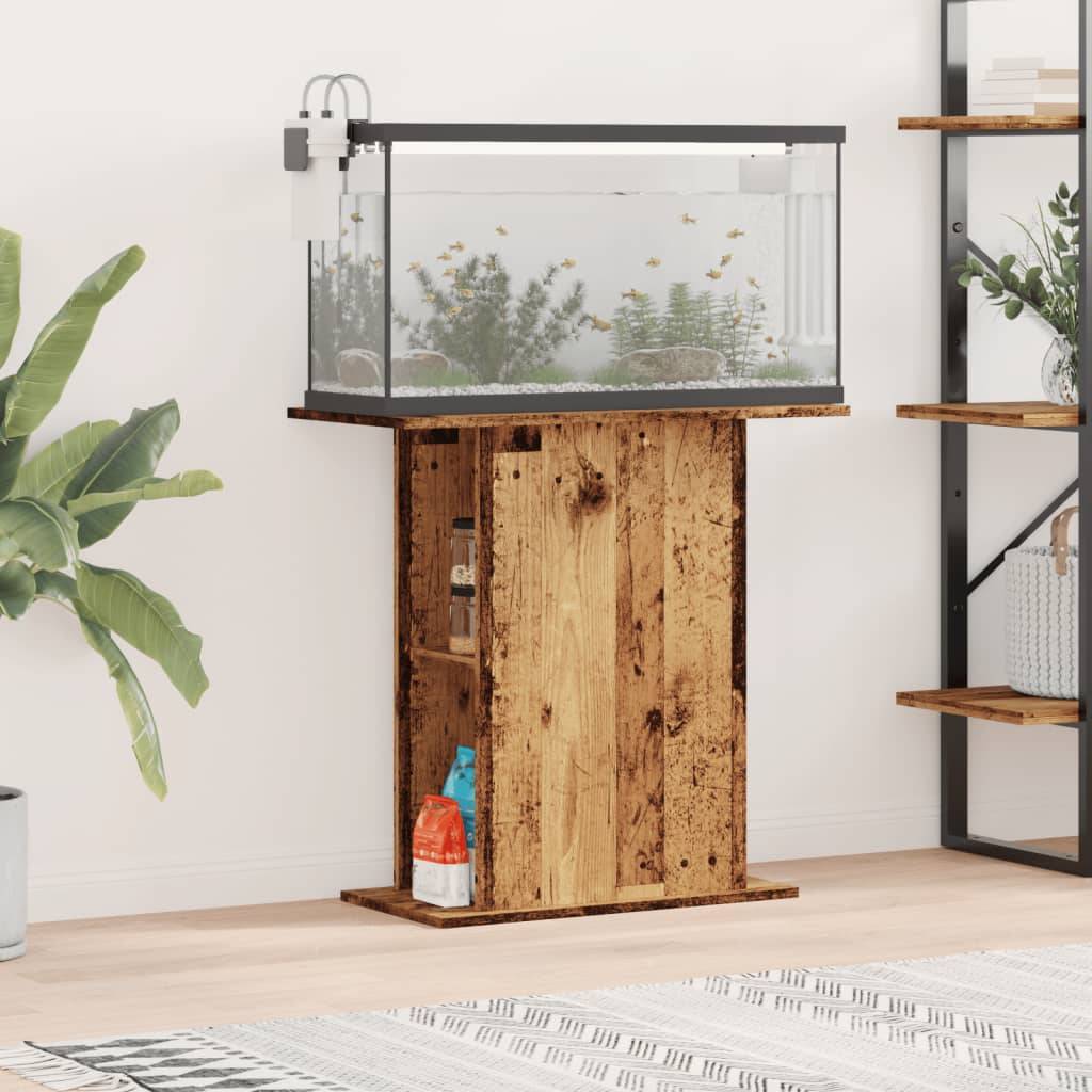 Support pour aquarium Bois Ancien avec Étagères de Rangement 36x75x72,5 cm - ComfortXL Outdoor Living
