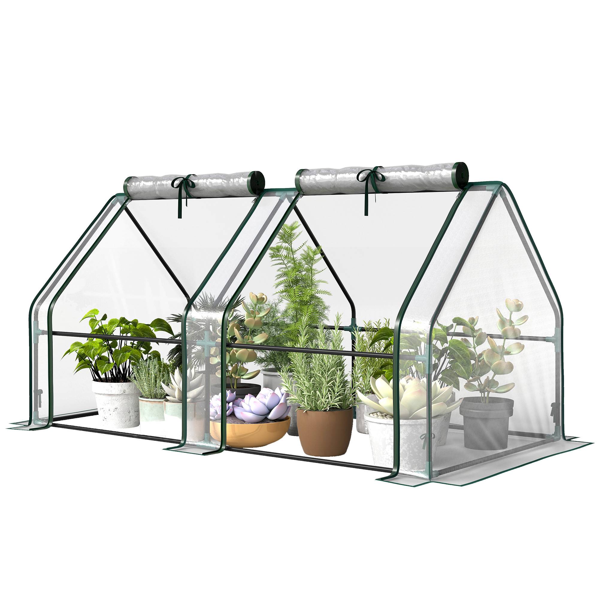 Sans Marque - Mini Serre de Jardin Mini serre Tunnel Toit Pointu Acier Anti-UV Fenêtres, 180x 90x90cm, Transparent - Image 2
