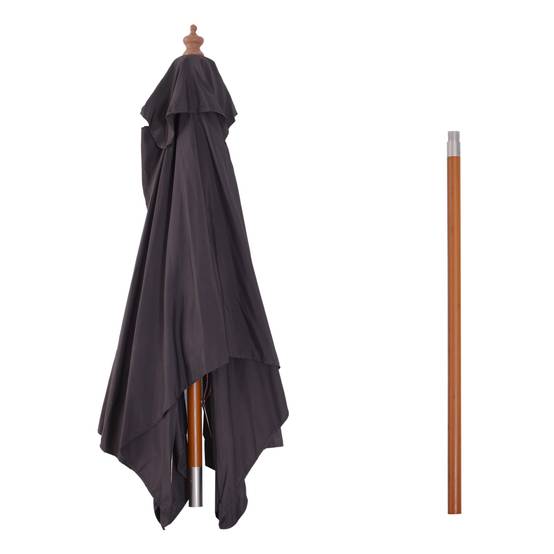 ComfortXL - Parasol Rectangulaire Bois pour Extérieur Inclinable à Corde 200x150 Gris Foncé - ComfortXL Outdoor Living - Image 9
