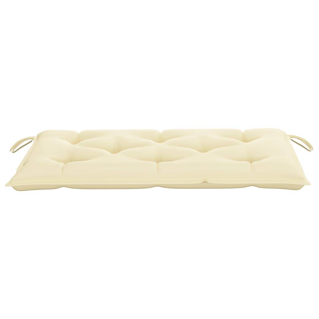 Helloshop26 - Banc de jardin meuble de patio d'extérieur terrasse avec coussin blanc crème 112 x 55 x 94 cm bois de teck - Imagen 7