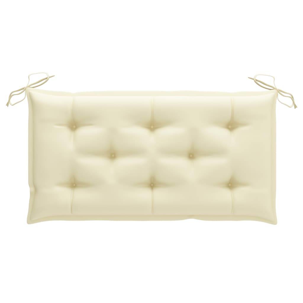 Helloshop26 - Banc de jardin meuble de patio d'extérieur terrasse avec coussin blanc crème 112 x 55 x 94 cm bois de teck - Imagen 6