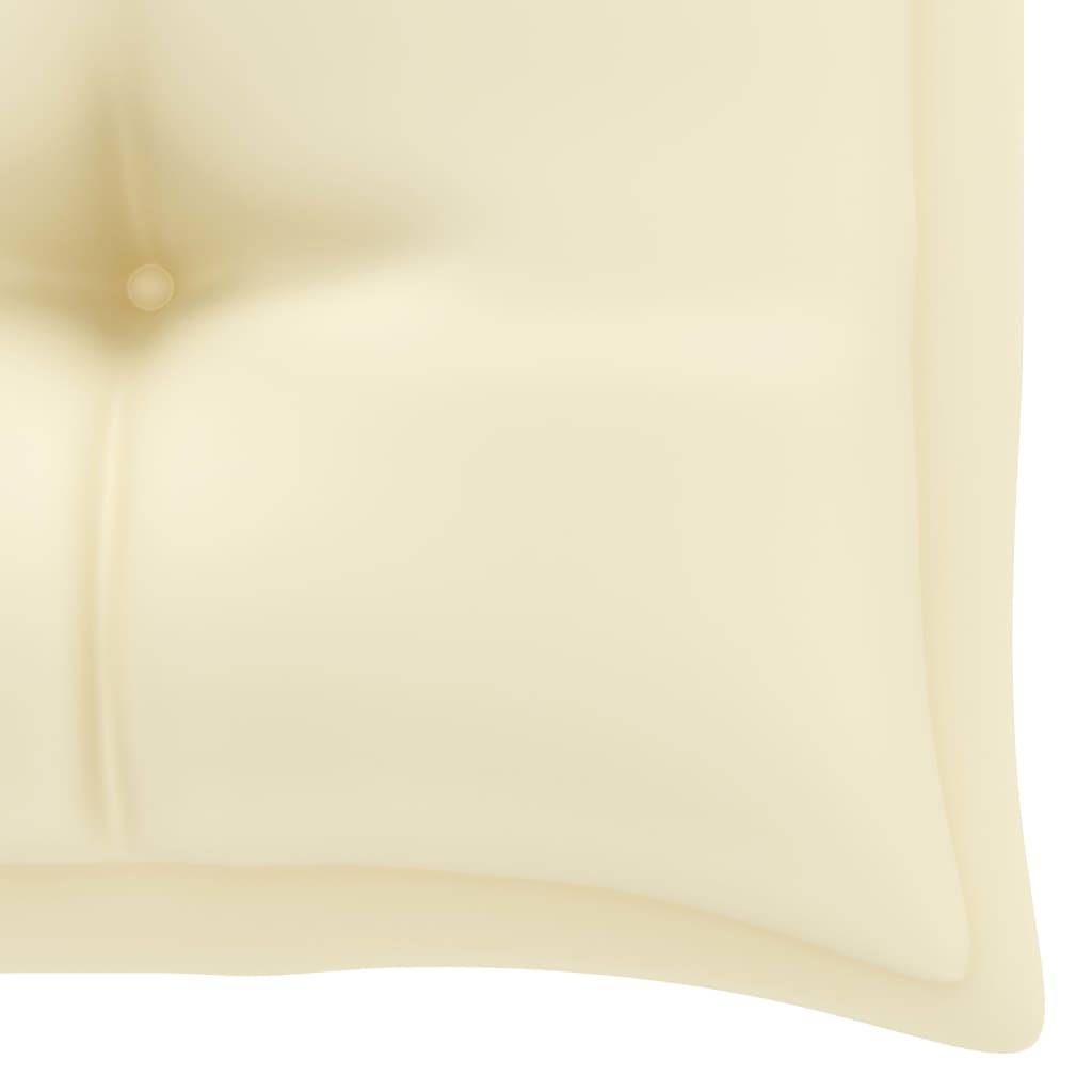 Helloshop26 - Banc de jardin meuble de patio d'extérieur terrasse avec coussin blanc crème 112 x 55 x 94 cm bois de teck - Imagen 8