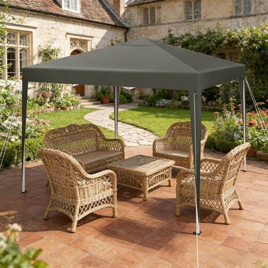 ComfortXL - Tonnelle Pliante Acier Oxford pour Jardin Événements Imperméable Anti-UV 3x3m Gris Foncé - ComfortXL Outdoor Living - Image 6