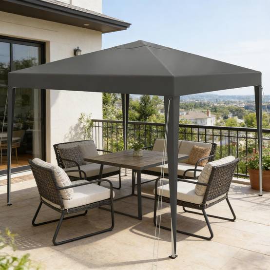 ComfortXL - Tonnelle Pliante Acier Oxford pour Jardin Événements Imperméable Anti-UV 3x3m Gris Foncé - ComfortXL Outdoor Living - Image 1