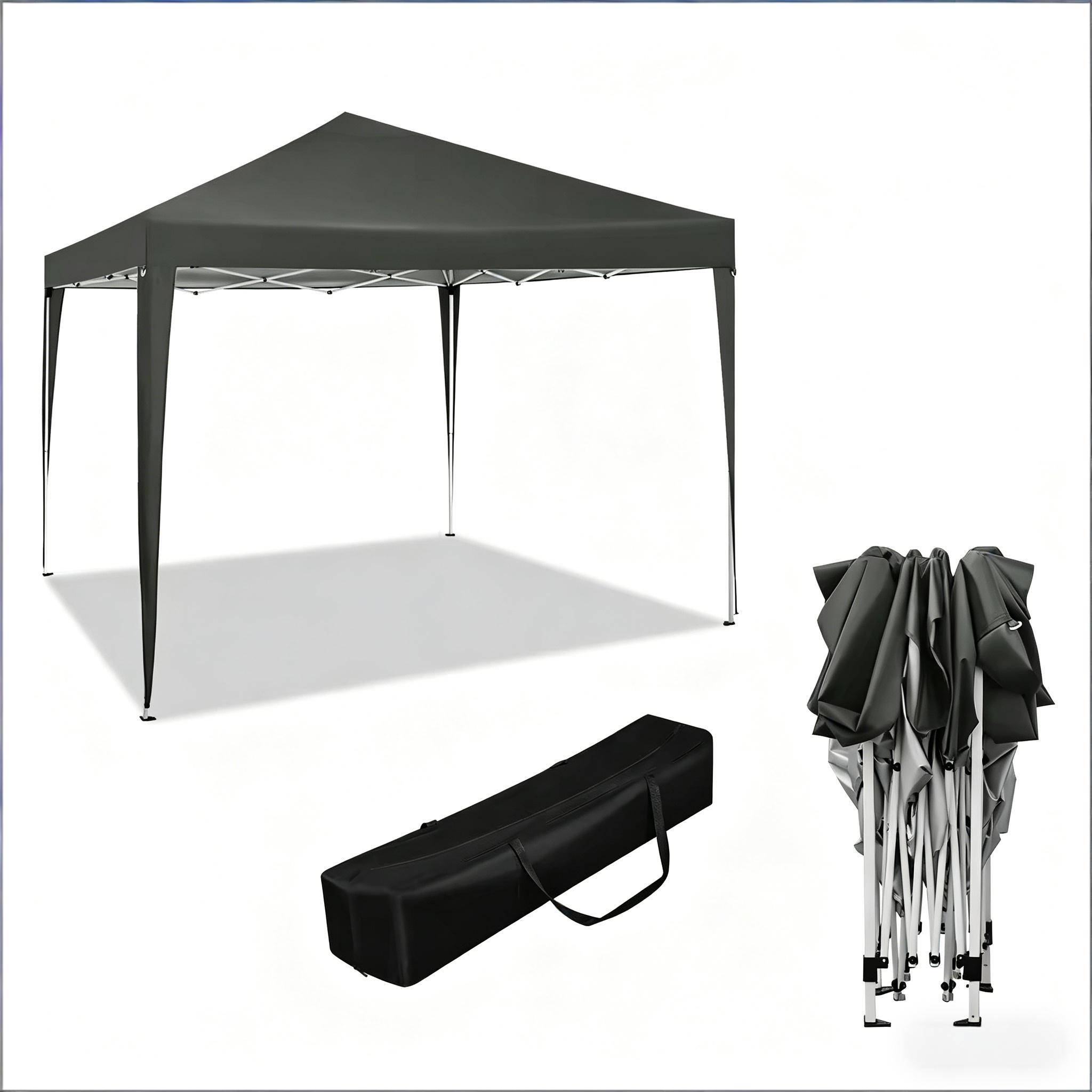 ComfortXL - Tonnelle Pliante Acier Oxford pour Jardin Événements Imperméable Anti-UV 3x3m Gris Foncé - ComfortXL Outdoor Living - Image 7