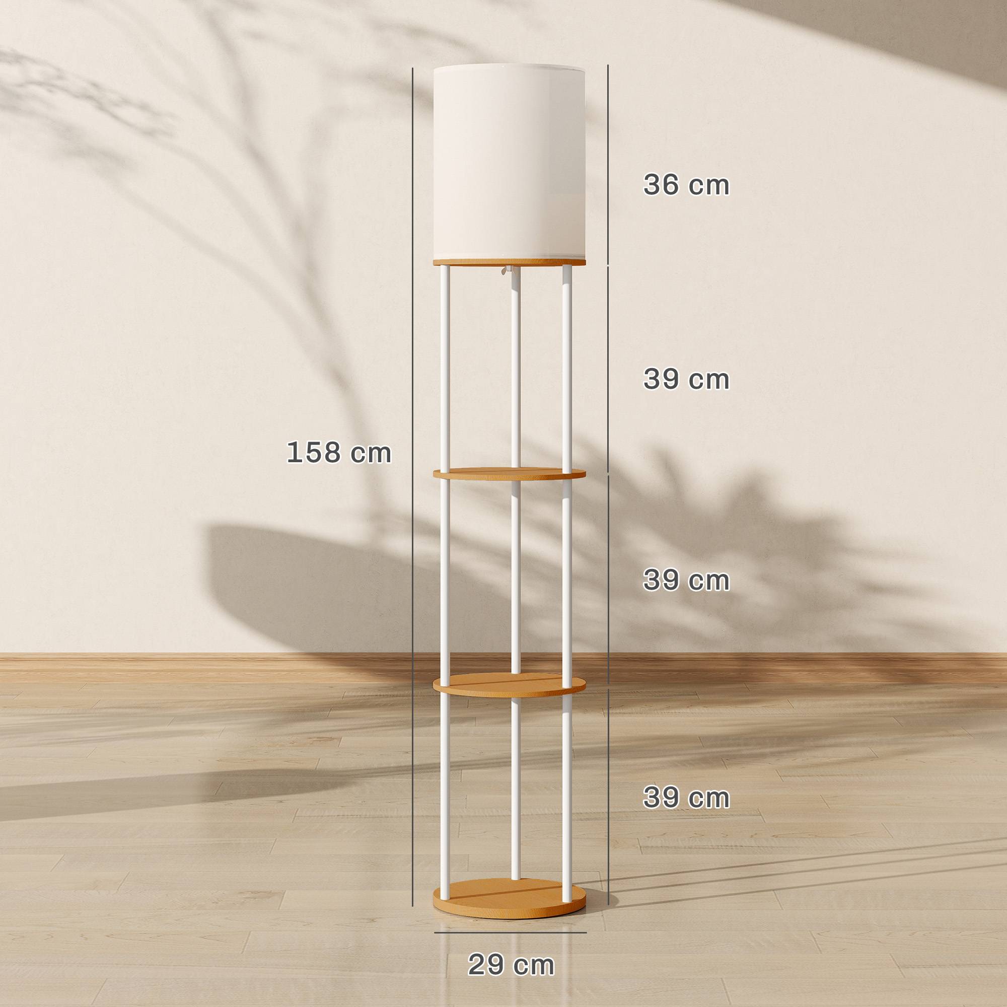 Lampadaire en bois naturel à étagères 3 teintes lumineuses télécommandé espace intérieur - Image 5