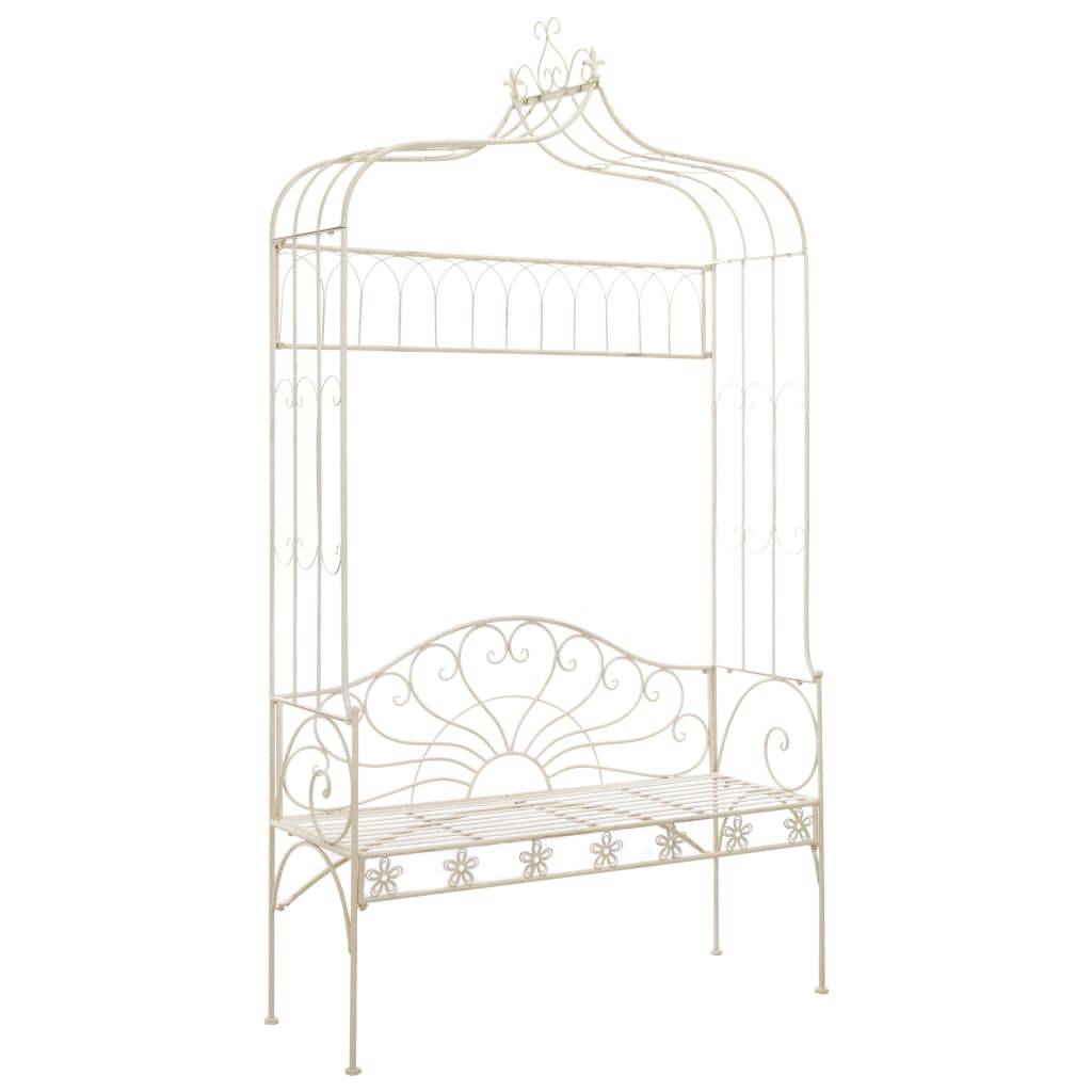 PANGIVO - Banc de jardin fer blanc antique 122 x 43 x 220 cm - PANGIVO - Image 1