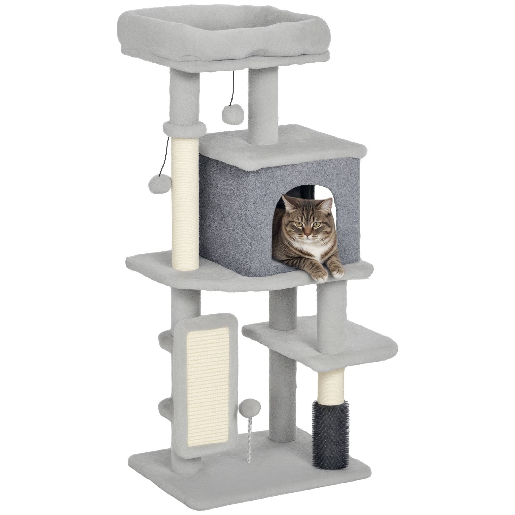Arbre à chat sisal et peluche gris clair 44 x 34 x 104 cm - PANGIVO - Image 1