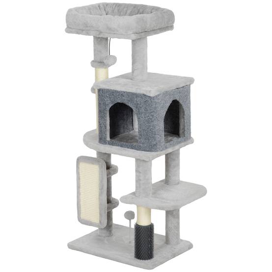 Arbre à chat sisal et peluche gris clair 44 x 34 x 104 cm - PANGIVO - Image 2